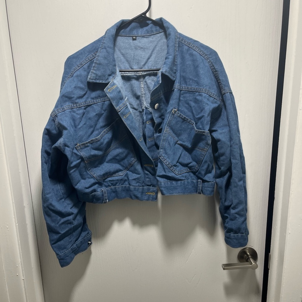 Denim Blue Women's Cropped Jacket